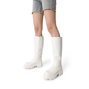 AZALEA WANG THERE SHE GOES FLATFORM BOOT IN WHITE